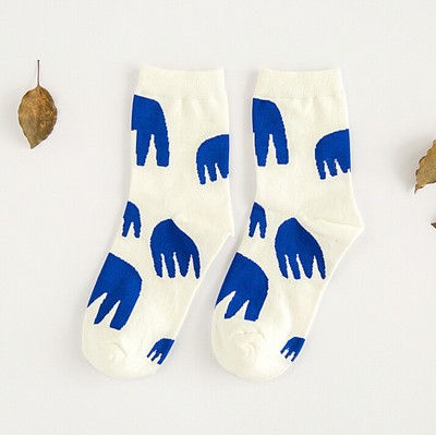 Ms. Winter Socks Cotton Socks Creative National Wind Blue And White Tube Socks Wholesale